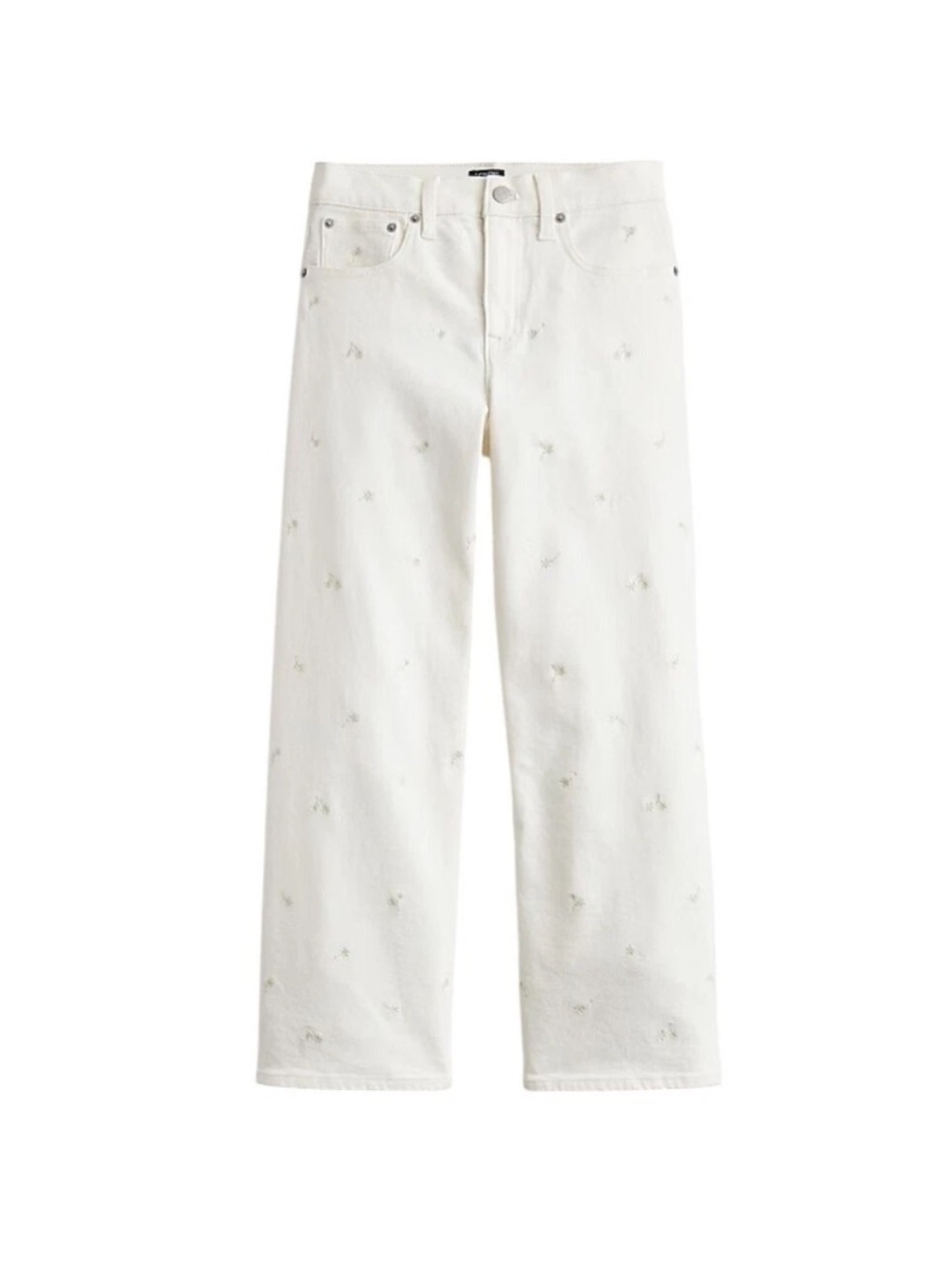 J. Crew Cream Embroidered Straight-Leg Jeans - Picture 6 of 8